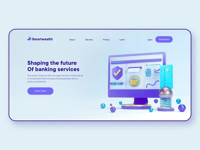 Smartwealth 3D landing page 3d animation 3d illustrator 3d modeling 3d website bank banking credit card finance finance icons illustration landing page payment ui ux uidesign web web design web template design web ui webdesign website