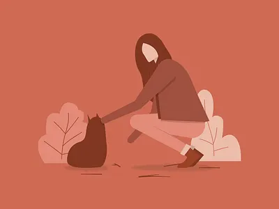 PET 2d cat design illustration illustration art illustrator nature pet petting vector woman