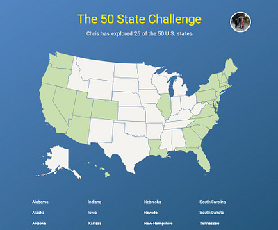 The 50 State Challenge adventure game badge challenge collection reward travel travel app travel game