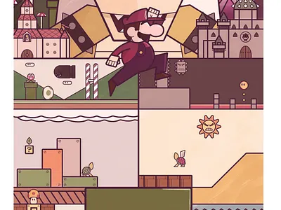 Mario's Journey design fanart illustration mariobros minimal vector videogames