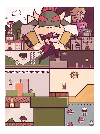 Mario's Journey design fanart illustration mariobros minimal vector videogames