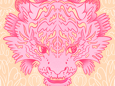 Peachtober - Stripes big cats floral flourish furrylittlepeach grain illo illustration inktober lines ornate peachtober procreate stripes tiger