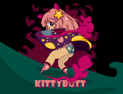 KittyButt art butt character design flat graphic design illustration illustrator kitty kitty cat magical magical girl panties vector