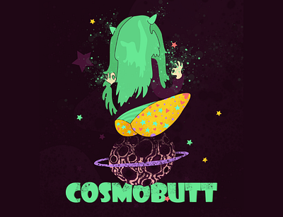 CosmoButt art butt character design flat graphic design illustration illustrator magical magical girl panties stars vector