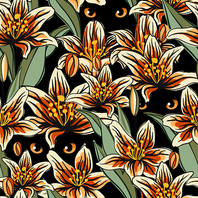 Tiger Lily design fabric fabric pattern fabric print pattern pattern design vector