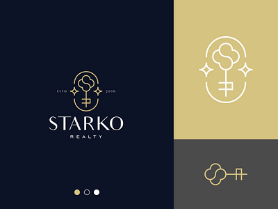 Realty Logo abstract branding clean gennady savinov logo design geometric key logo line art logo design minimalistic minimalistic logo modern monogram logo realty stars symmetric