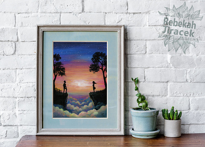 Long Distance Illustration Painting art artwork artworks commission design distance fantasy far away fineart friendship gift graphic design illustration landscape long distance love night sky painting relationship scenery