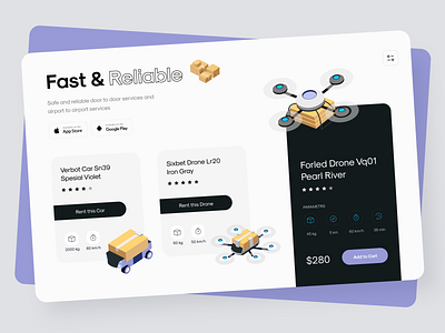 Fast & Reliable Delivery - Dashboard app clean dashboard delivery design drone illustration interface minimal mobile uiux