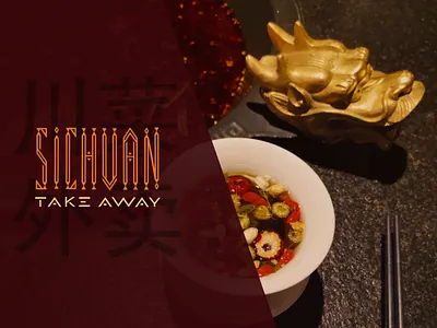 Sichuan Take Away chili chinese chopsticks cuisine dinner dragon food hot pot hotpot lettering restaurant sichuan spicy take away tea