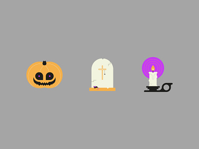 Halloween Icons Part II autumn candle design flame flat design graphic design grave halloween icon illustration illustrator october pumpkin spooky vector