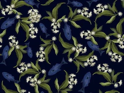 Assa peixe - medicinal plant pattern assa peixe fabric fabric pattern fashion fashion illustration fish flower illustration lambari leaves pattern print rapport texture wild flowers