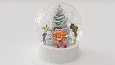 "Fantasy patrol" snow globe design and visualization 3d animation characters lighting