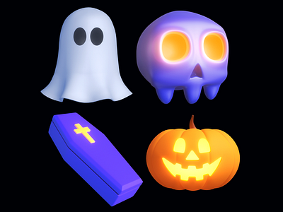 Spooky Time! - Airtime Halloween Reactions airtime c4d coffin ghost halloween jackolantern octane render skull spooky season