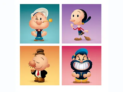 Popeye Squares adobe illustrator character design cute illustration jerrod maruyama kawaii vector