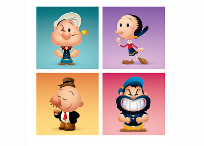 Popeye Squares adobe illustrator character design cute illustration jerrod maruyama kawaii vector