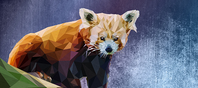 Macaroni the Red Panda animal collage illustration lowpoly nature red panda texture vector