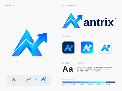 Antrix Logo Branding analysis app app logo brand identity branding chart company design letter a logo logo design logo designer logo designs logo mark modern modern logo rank ranking software technology vector