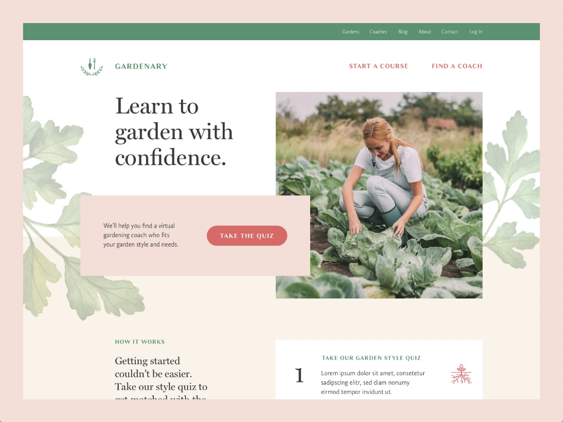 Example of Scrolling Gardenary Homepage