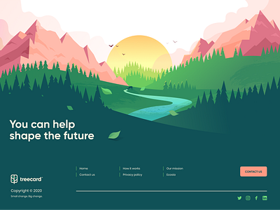 Treecard Website Footer footer illo illustration interface leaf leaves nature navigation site sunrise sunset trees ui ux web website