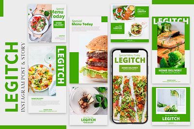 Legitch - Instagram Templates branding culinary design fashion feed food green instagram instagram post resto story ui ux web