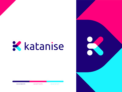 Katanise 2d agency app icon app icons app logo blue flat letter logo design navy pink techno