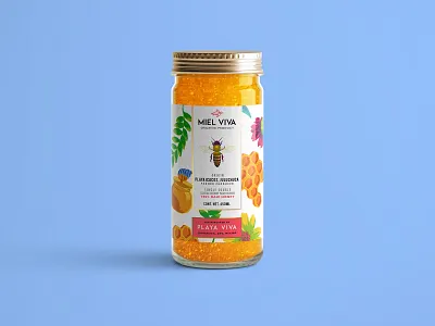 Playa Viva - Honey branding branding design honey illustration label design mexico packaging packaging design pattern raw honey