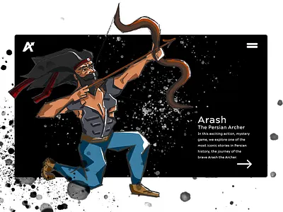 Arash Video Game character design design graphic design persian persian character persian history ui ui design ux ux design video game video game concept video game web visual design web design website concept website design