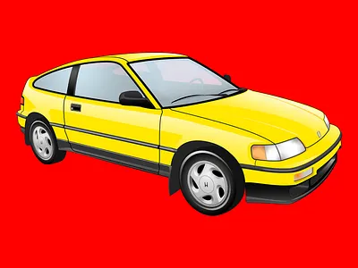 Honda CR-X Barbados Yellow adobe adobe illustrator car car art crx si digital art honda ipadproart sportscar vector vector illustration yellow