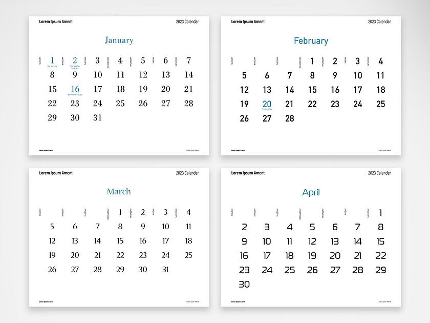 2023 Typography Calendar by McLittle Stock on Dribbble