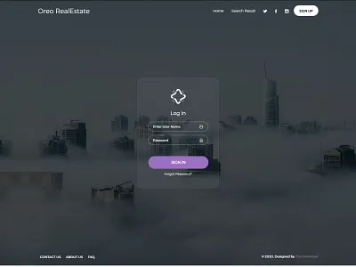 Oreo realestate login page design admin dashboard admin panel app login login design login page login ui real estate realestate thememakker