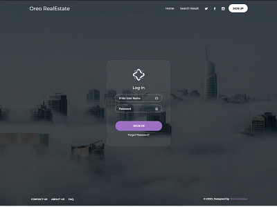 Oreo realestate login page design admin dashboard admin panel app login login design login page login ui real estate realestate thememakker