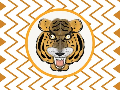 hand-draw sticker challange design illustration poster design sticker sticker design tiger