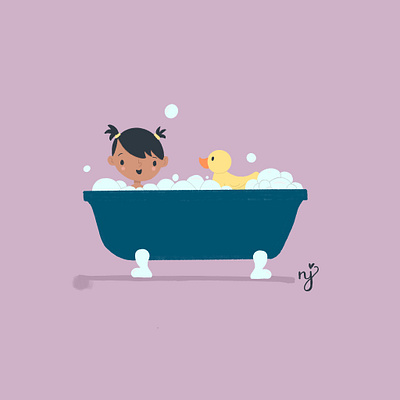 Bath time 2d after effects design illustration kidlitart procreate