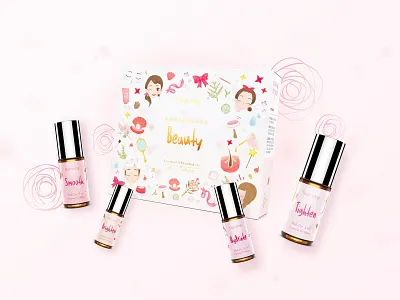 Siuroma | Essential Oil Roll-On Product Packaging Design 3d beauty bottle box branding design essential oils floral illustration natural package design packaging pink siuroma