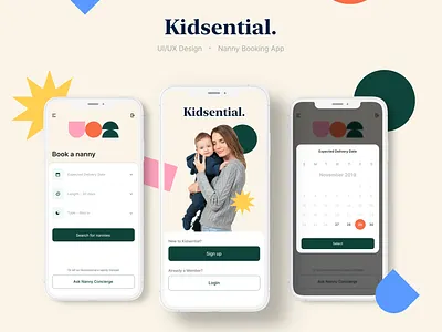 Kidsential | Nanny Booking Experience | CONCEPT 2 booking concept date date picker interaction design kid mobile mobile ui nanny product product design ui uiux ux ux design
