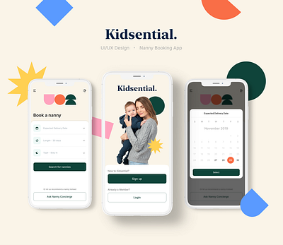 Kidsential | Nanny Booking Experience | CONCEPT 2 booking concept date date picker interaction design kid mobile mobile ui nanny product product design ui uiux ux ux design