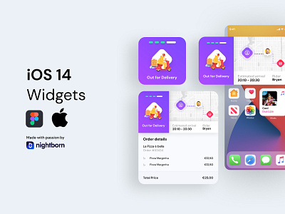 iOS 14 Widget - Delivery App UI app design delivery delivery app delivery service food ios14 map mobile app mobile ui ui widget