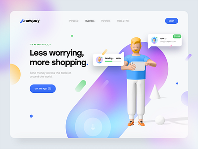 Blurr. Series – NowPay 3d 3d character app blur clean gradient mesh gradient minimal pay pay app payment typography ui ui design ui pattern ux ux design web web app website