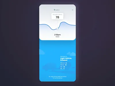 Pollution app interaction animation app awareness danger data data visualization global warming gradient graph microinteraction scroll ui