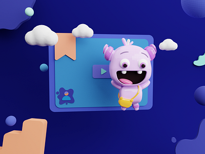 Hoppy says Hi! 3d blender branding character characters children design education gaming app graphics hoppy illustration illustrator kids lowpoly splashlearn