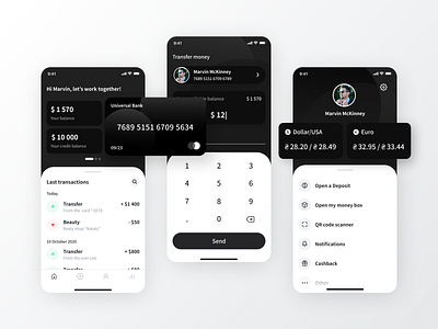 Mobile bank app concept app bank bank app bank card banking credit card dark theme finance finance app fintech mobile mobile ui money payments transactions ui uidesign uiux wallet walletapp