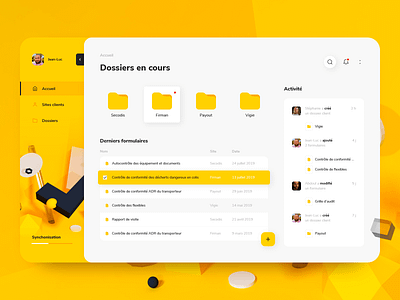 Audit Dashboard 3d app collaboration files folder tablet ui ux users yellow