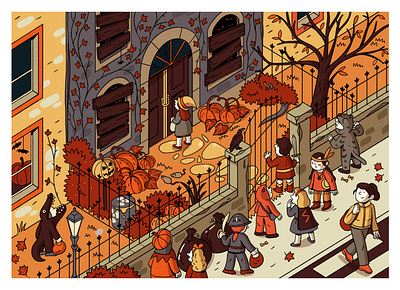 Halloween art autumn camille ferrari color design editorial art family graphic halloween halloween design illustration illustrator winter