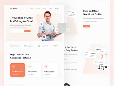 KereHor - Job Finder Landing Page clean design desktop header homepage interface job job finder landing landing page layout minimal ui ui design uiux ux web web design website work