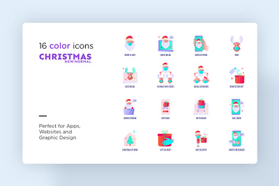 Christmas New Normal | 32 Icons Set Hand Drawn celebration christmas happy holiday icon icon design icon set icons icons design icons set internet logo merry new online santa claus sign stream video call winter