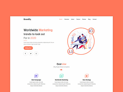 Brandify - Marketing Landing Page Web Template agency best company creative digital digital marketing envato envatomarket lead generation marketing marketing landing page one page seo social media startup themeforest unique