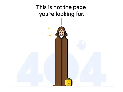 Lemone 404 adobe illustrator death star easter egg error 404 illustration lego obi wan kenobi star wars vector website