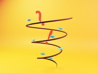 Dizzy 3d art blender illustration yellow