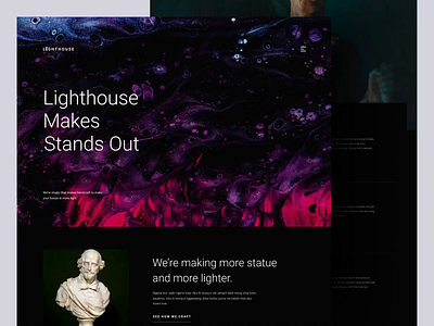 Lighthouse - Custom Statue Store animation art ceramics clean dark design elegant homepage inspiration landing page landing page design landing page ui minimal minimalist simple statue trend ui ux website