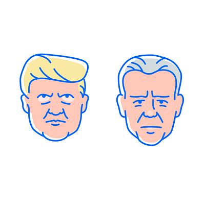 Donald Trump & Joe Biden portraits 2d artwork biden clean donald election flat icon illustration joe lineart portrait president presidential trump vector